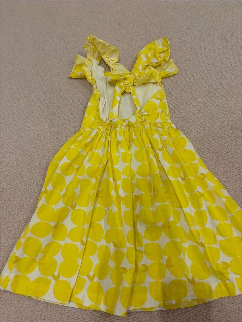 Girls' Yellow Lemon Sundress with Ruffle Sleeves